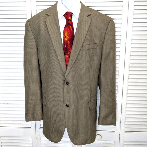 MICHAEL KORS Mens Blazer Sport Coat Size 48L Brown Tan Micro Check 2 button - Picture 2 of 16
